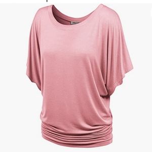 NWT Lock and Love Women's Solid Short Sleeve Blouse